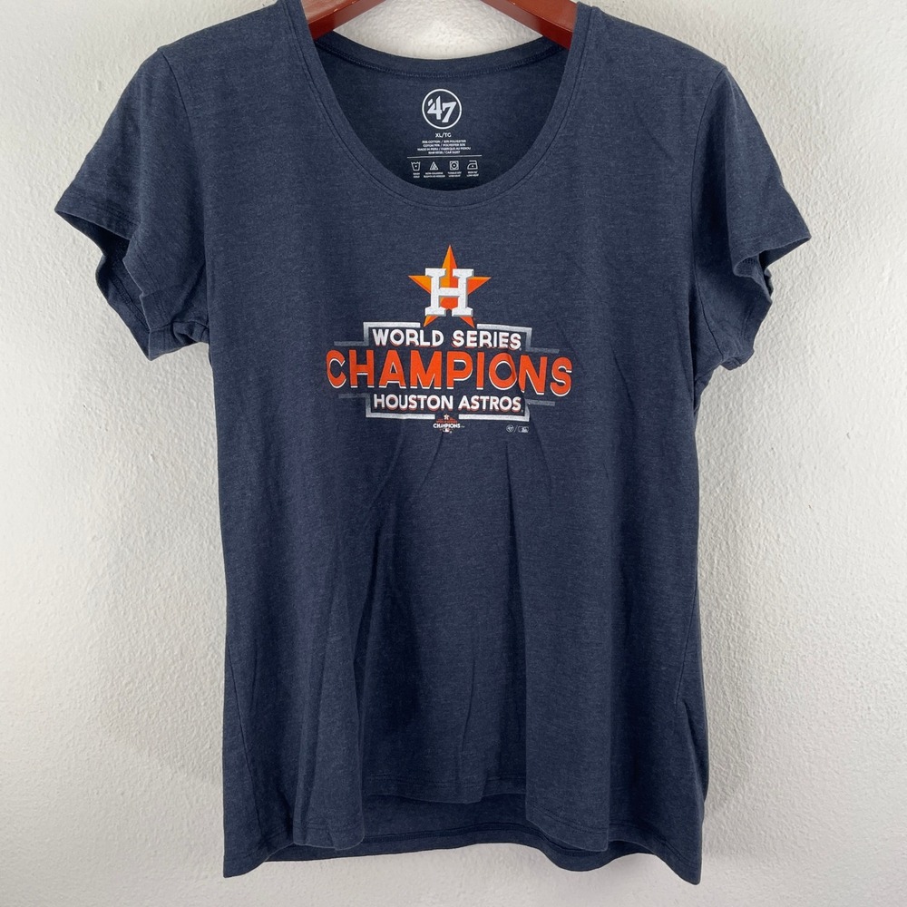 Houston Astros World Series Champions Navy Graphic T-Shirt Womens XL Baseball